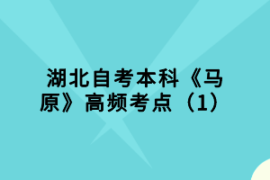 湖北自考本科《马原》高频考点（1）