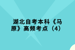 湖北自考本科《马原》高频考点（4）