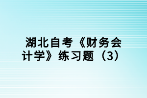 湖北自考《财务会计学》练习题（3）