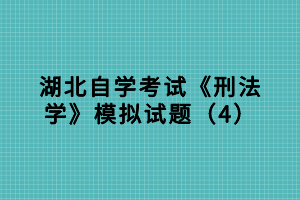 湖北自学考试《刑法学》模拟试题（4）